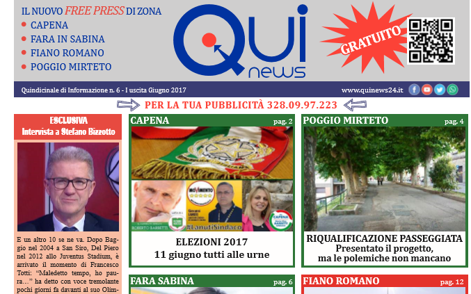 Leggi la 6a uscita di Qui News! (edizione dell’8 giugno 2017)