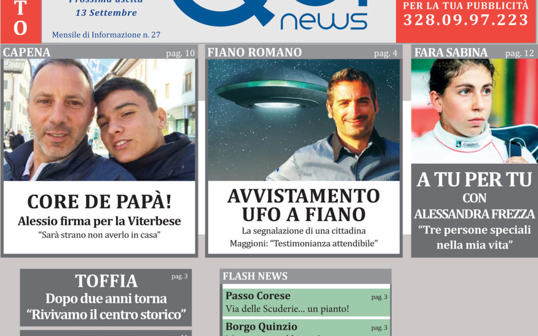 Leggi la 27a uscita di Qui News! (edizione del 2 agosto 2018)